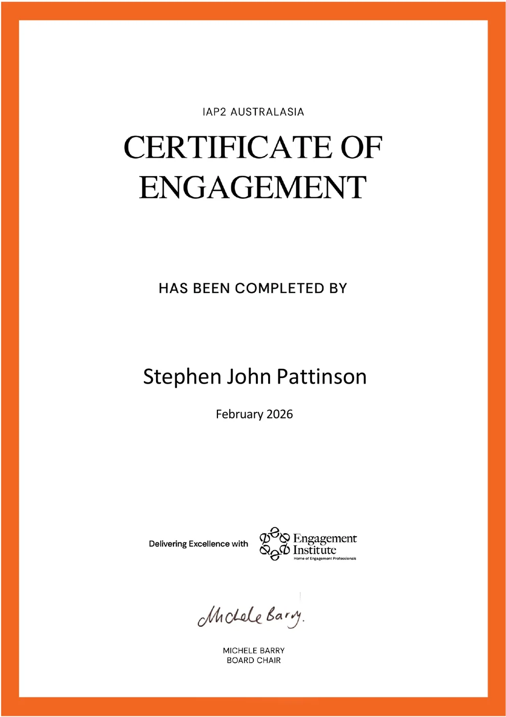 IAP2 Australasia Certificate of Engagement
