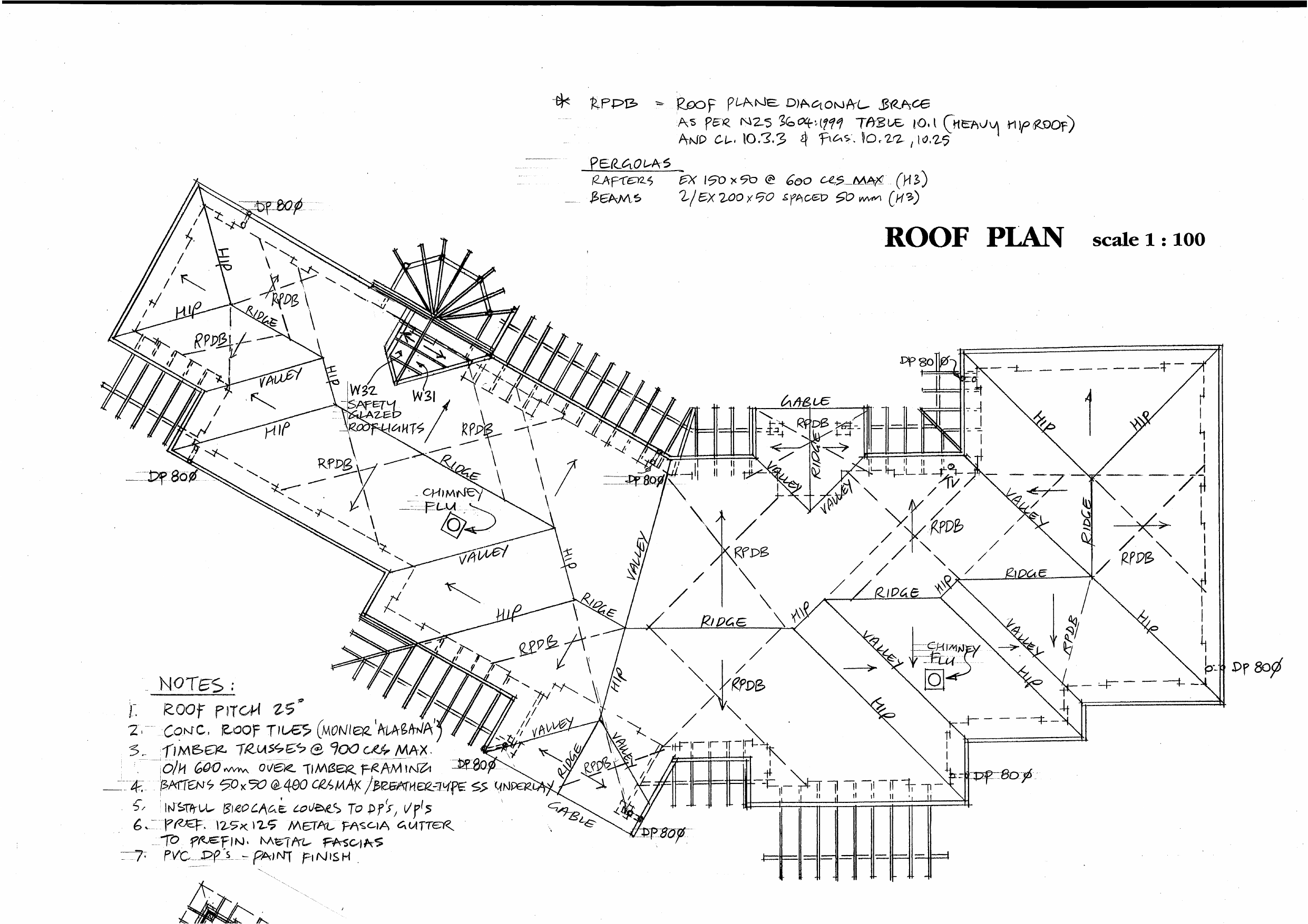 Roof plan for Akatarawa House, Akatarawa Valley