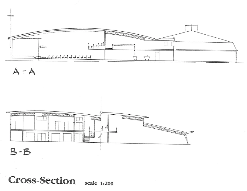 Cross-sections through the Upper Hutt Baptist Church developed design