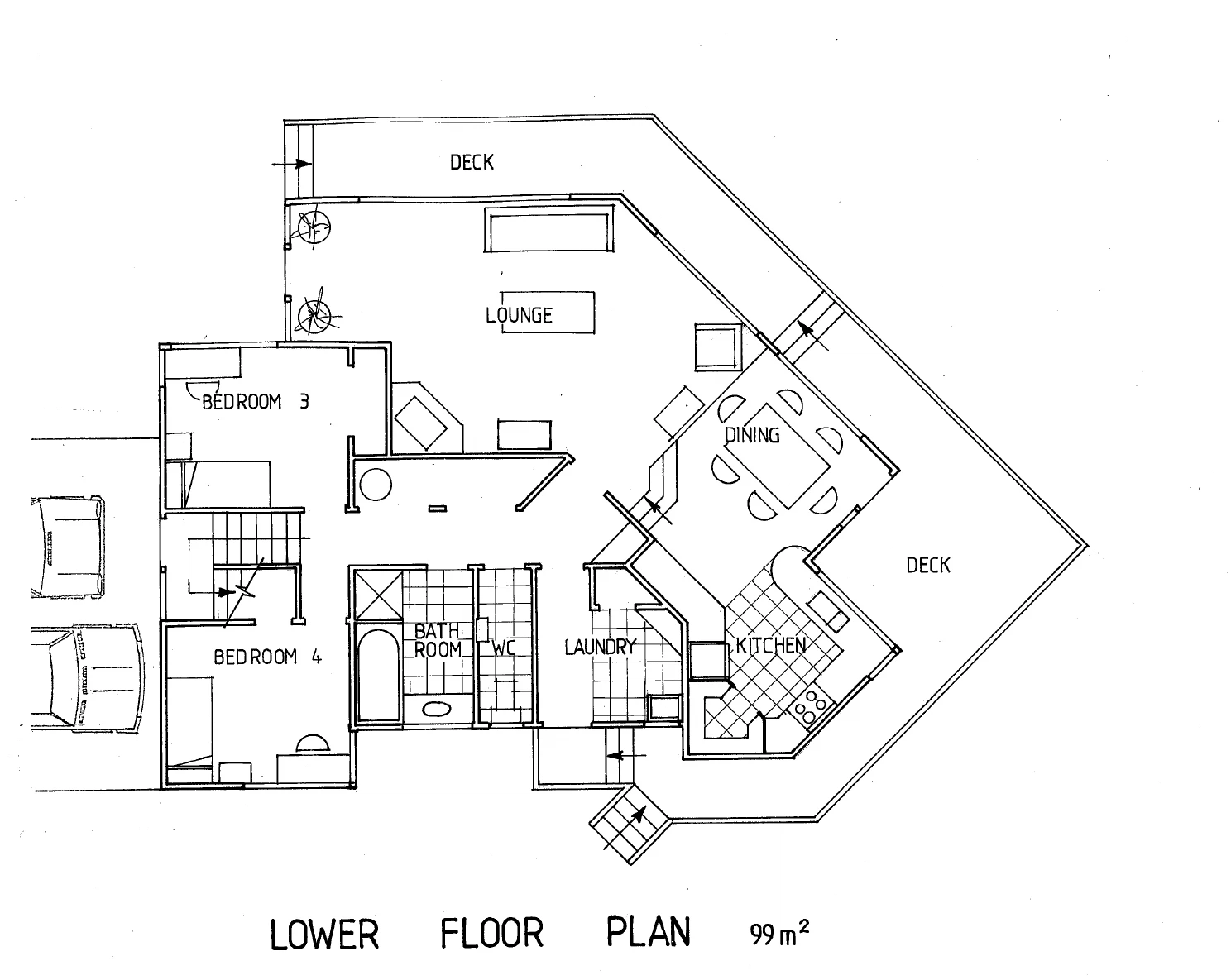 Lower floor plan for Gwyn House, Panmure, Auckland