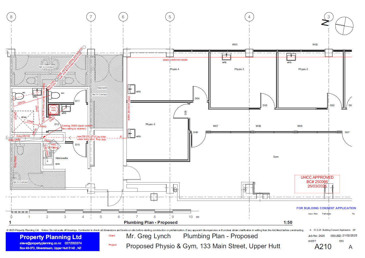 Inform Physio proposed plumbing plan