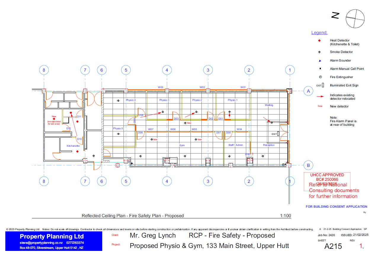 Inform Physio proposed fire-safety reflected ceiling plan