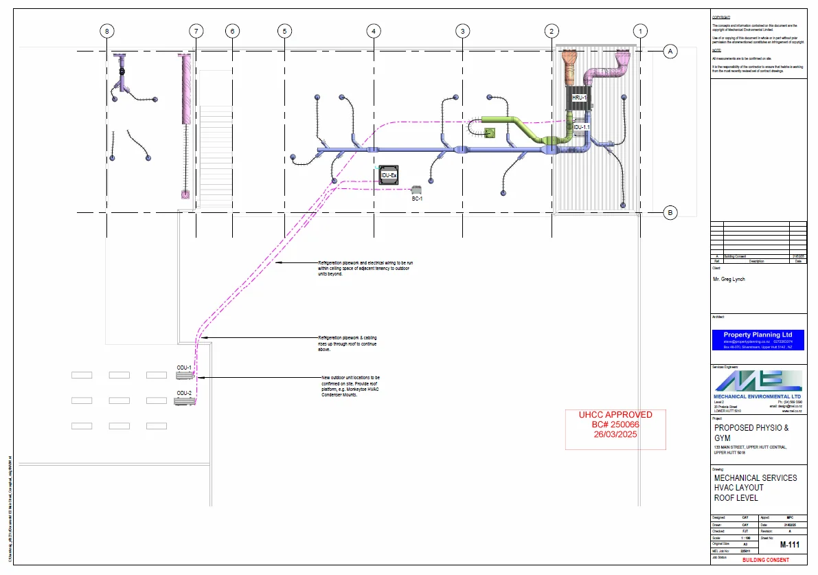 MEL HVAC roof-level layout for Inform Physio