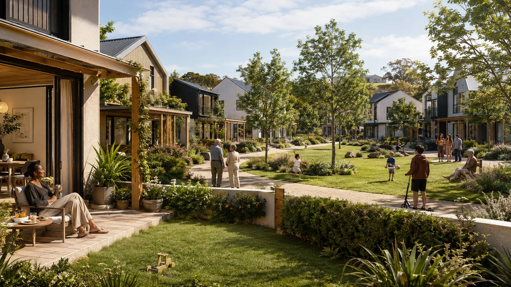 Privacy and Connection - Evergreen Crescent communal green