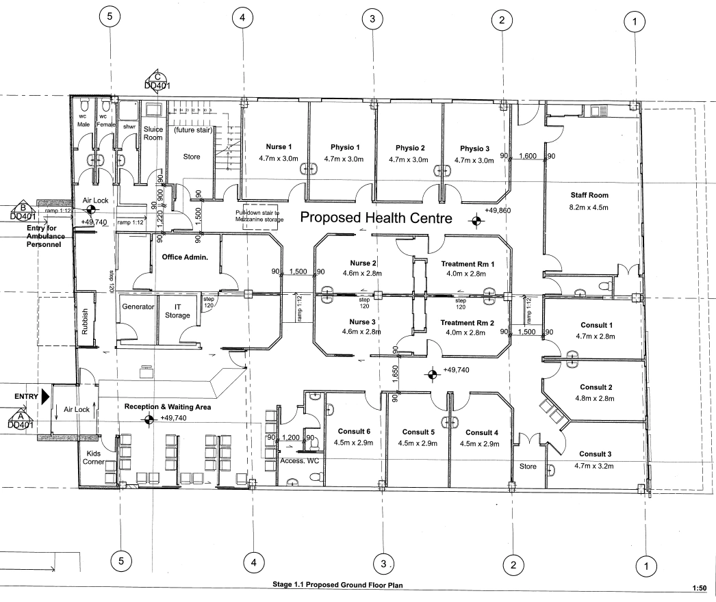 Stage 1 proposed ground floor plan for Queen Street Health Centre