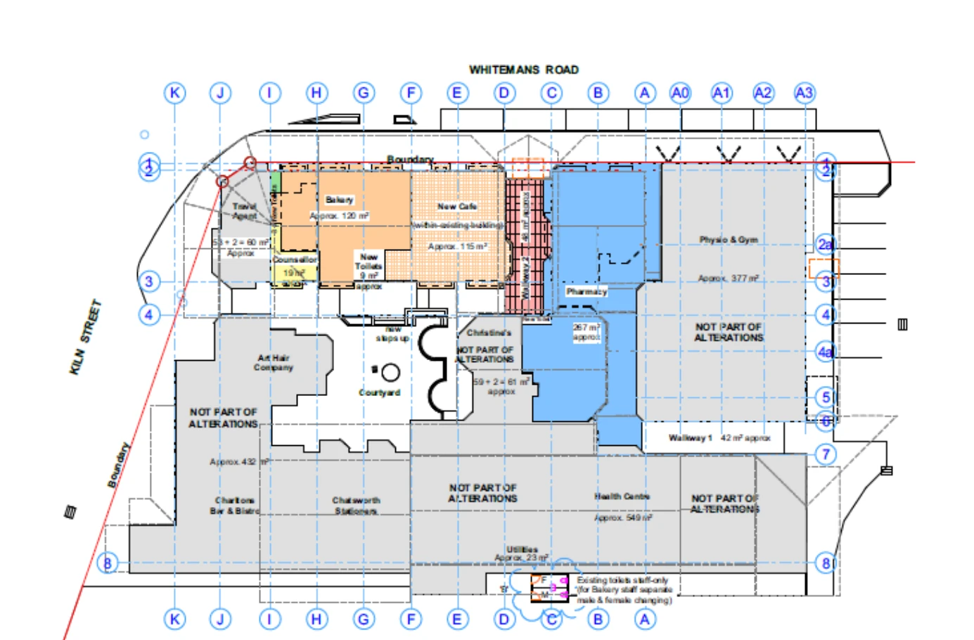 Site plan of the Pharmacy and Bakery tenancies in Silverstream Shopping Village